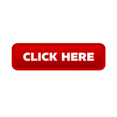 Click here, red rectangular 3D button - vector illustration	