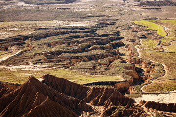 river valley from afar dried up in plain
