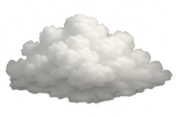 Fluffy white cloud isolated on transparent background, sky element cutout, soft