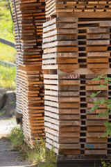 Stacked lumber wood  for drying