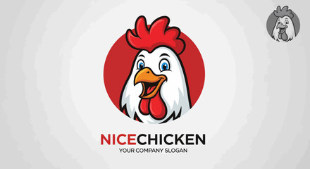 Cheerful Cartoon Rooster Logo for 