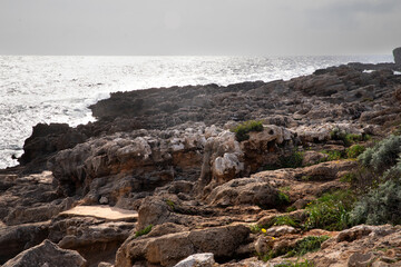 Beautiful rock formations and sea, coast of Menorca, Spain