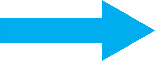 Bright blue arrow pointing to the right on a white background