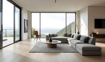 Minimalist Living Room Setup With Sleek Sofa