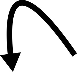 Black curved arrow pointing down and to the right