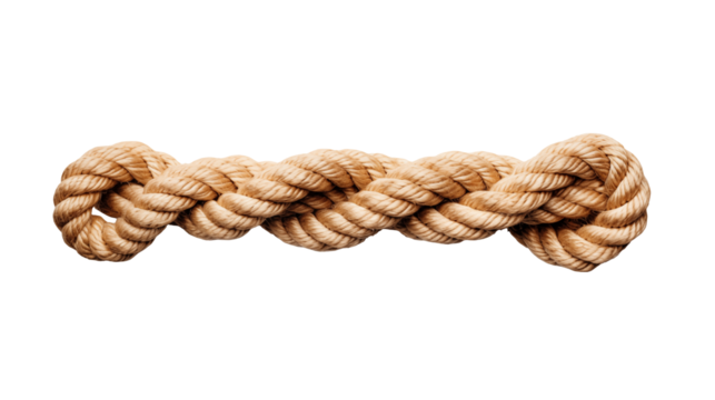 Braided rope lies isolated on transparent background nautical or construction themes.