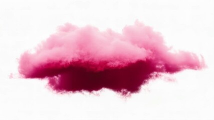 A fluffy pink cloud, isolated on white background, evokes a dreamy and whimsical atmosphere with its soft pastel color - Powered by Adobe