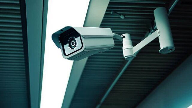 Modern security camera mounted on a sleek wall, security system, a CCTV camera, footage, 4k footage, videos, video clip, slow motion, video wallpaper, animation, 4k