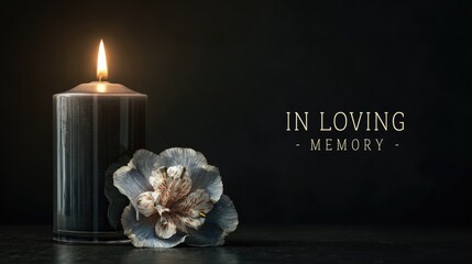 condolence card with flower and candle in loving memory