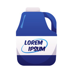 Motor or engine oil canister vector flat icon, cartoon blue plastic bottle container package with lid and label