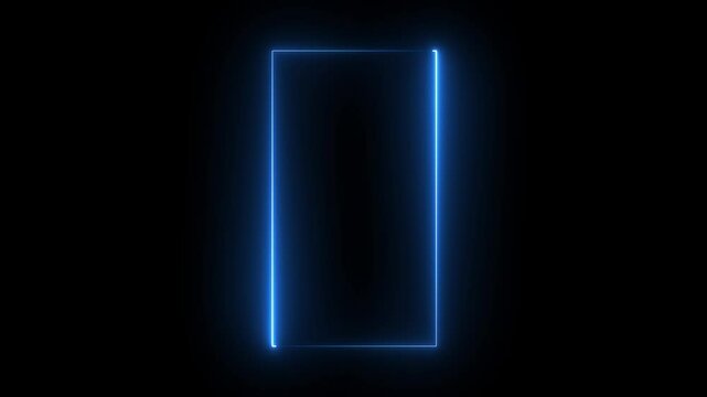 Fire number four. Vertical blue neon blank text lights motion loops square circular motion draws and beautiful lights background linear lamp. neon light bulb