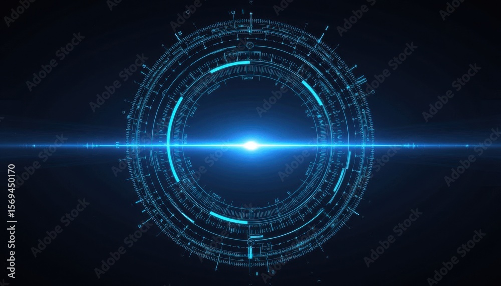 Poster dynamic digital visualization of circular data patterns virtual space infographic design high-tech e