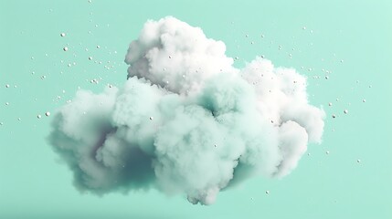 Abstract cloud formation with white spheres on a light green background concept art