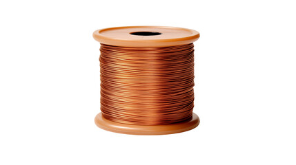 Spool of copper wire, a shining example of electrical components isolated on transparent background