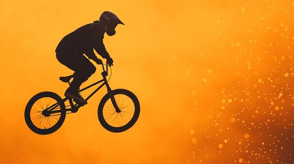 Obraz premium BMX Rider Silhouette Jumping Against Sunset Sky