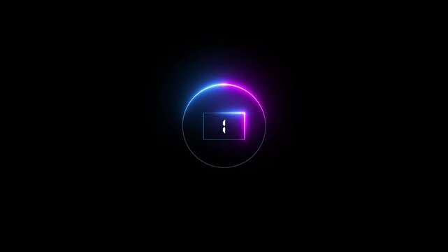 Neon glowing pie chart animated video with 10 percent element white background . Statistics Business and finance theme Visual Data Representation for Finance, Sales, Statistics, loading animation