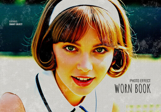 Vintage Worn Old Book Photo Effect Mockup