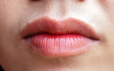 Obraz premium Sexy Mouth close-up. Beauty young woman Lips. lip filler injections. Fillers. Lip augmentation Beautiful Perfect Lips.