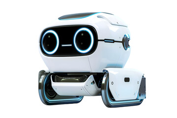 Futuristic robot assistant 3d rendered, isolated on transparent background