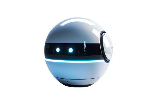 Futuristic robot sphere, isolated on transparent background