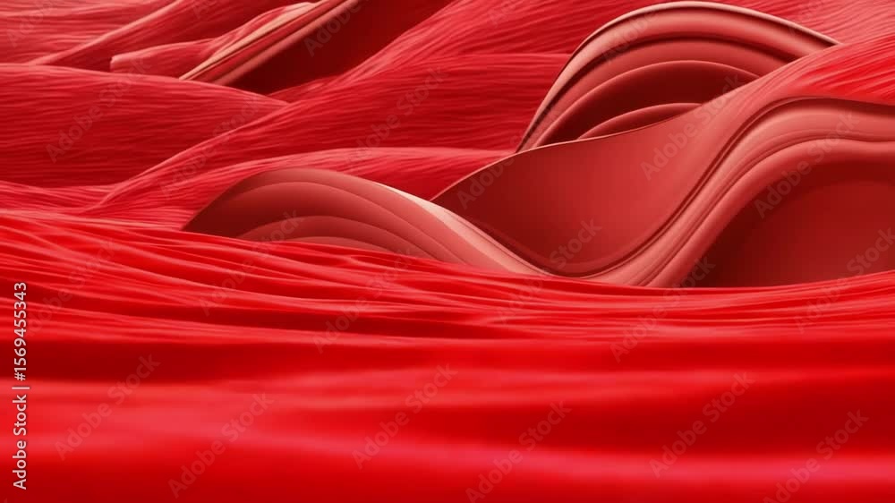 Poster abstract red background with smooth, flowing waves creates a dynamic and elegant texture for modern 