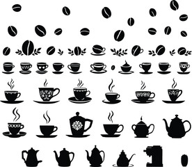 Stylized Black Typography “Coffee” with Decorative Steam Swirls and Artistic Lettering for Café or Beverage Branding