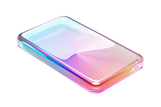 Iridescent rectangular prism, isolated on transparent background