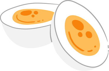 Vector illustration of a boiled egg. vector illustration of a breakfast. Boiled Egg Illustration, Cute Breakfast Food Clipart, Kawaii Simple Protein Graphic. Half of Boiled Egg.