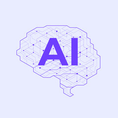 AI computing concept. Artificial intelligence brain futuristic digital. Vector illustration.