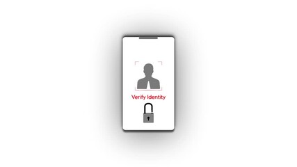 white mobile phone and face recognition icon isolated on alpha channel background. Face identification scanner icon. Facial id. Cyber security face recognition concept. - Powered by Adobe