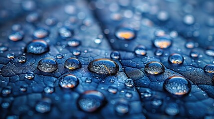 Close Up of Water Droplets on Leaf Surface Highlighting Natural Details