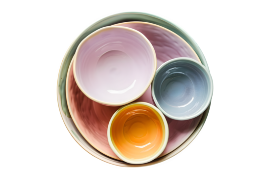 Stacked Ceramic Bowls, isolated on transparent background