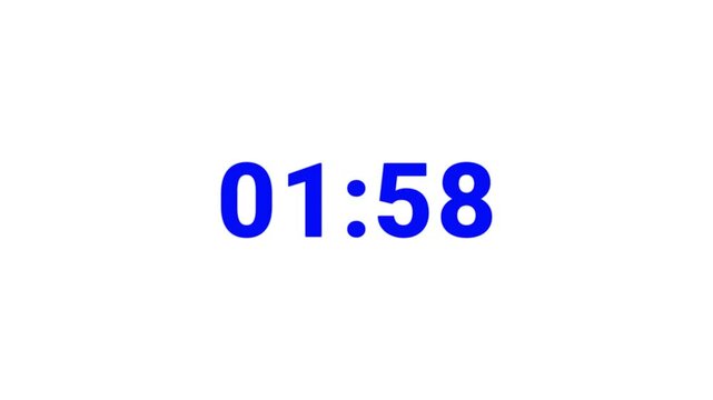 2 minute timer countdown animation, countdown timer one minute animation from 120 to 0 countdown Two minute countdown timer animation on a white background