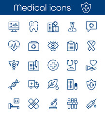 Medical icons in flat style on transparent background. Includes hospital, doctor, health, first aid and healthcare symbols. Ideal for apps, websites, infographics and presentations.Vector illustration