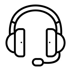 Headphone with Microphone Line Icon