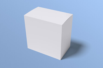 white box on blue background