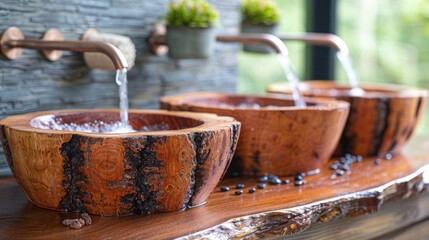 Dripping Stillness Water Falling from a Tap Inside a Wooden Box – A Rustic Digital Art Composition