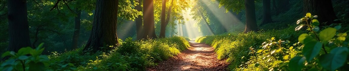Sun-Dappled Path A Winding Forest Journey Towards an Unknown Destination