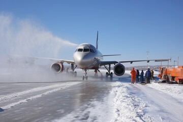 Before the plane flies, it has to be cleaned of ice.