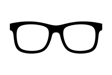 Outline of thick framed eyeglasses isolated on transparent background