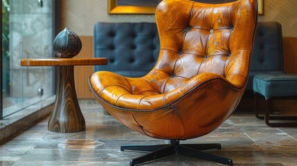 Leather Texture Deep Sitting Chair Showcasing Comfort and Luxurious Design