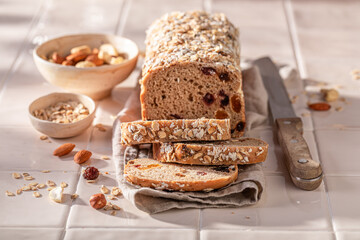 Healthy delicacies bread baked in home bakery.
