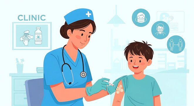 Child Vaccination in Clinic with Nurse