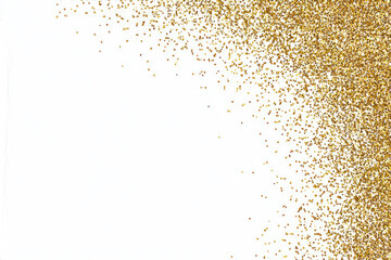 Black object on white, gold glitter confetti background