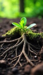 Intertwined Tree Roots Reaching Deep into Earth A Symbol of Grounding and Connection to Nature, Perfect for Mindfulness, Yoga, and Spiritual Themes