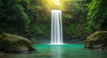 Fototapeta premium Lush Rainforest Waterfall in Costa Rica
