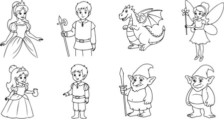 vector illustration of Fairy tale characters