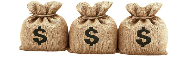 Three burlap money bags (1)