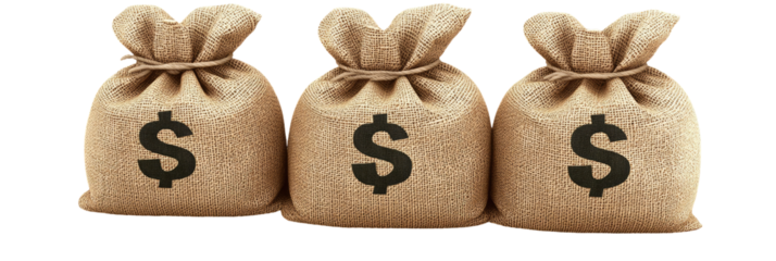 Three burlap money bags (1)