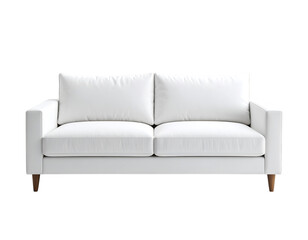 Fototapeta premium Elegant White Sofa: A beautifully crafted, pristine white sofa offers a sense of serene comfort and understated elegance for a living space, radiating a sense of relaxation and style.
